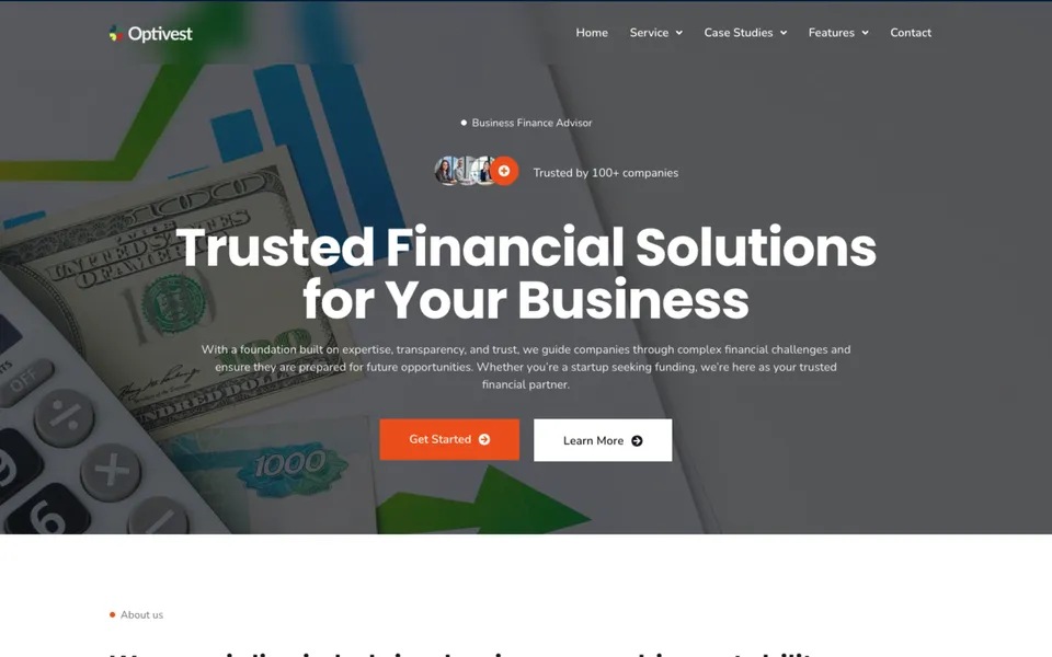 Giao diện mẫu Optivest tại 123Website