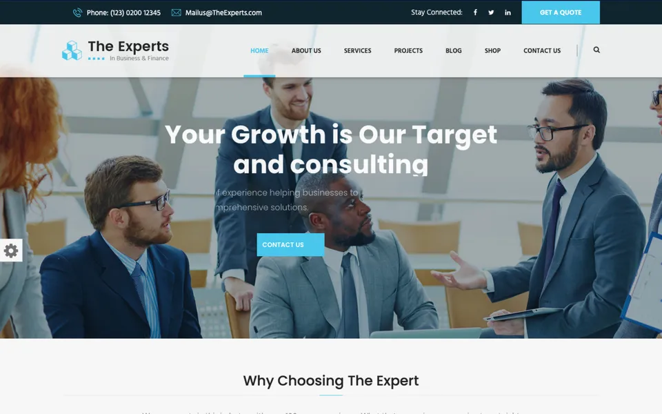 Giao diện mẫu The Experts tại 123Website