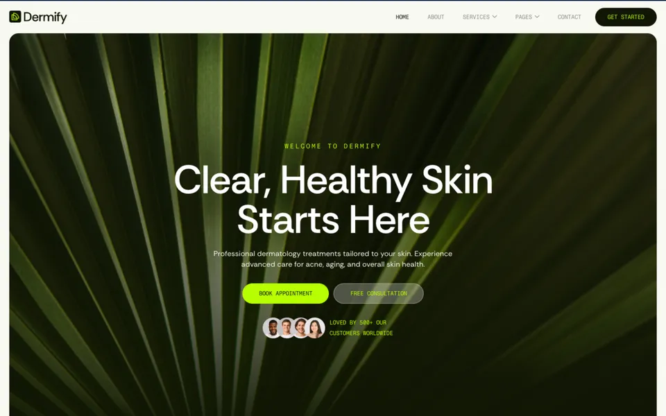 Giao diện mẫu Dermify tại 123Website