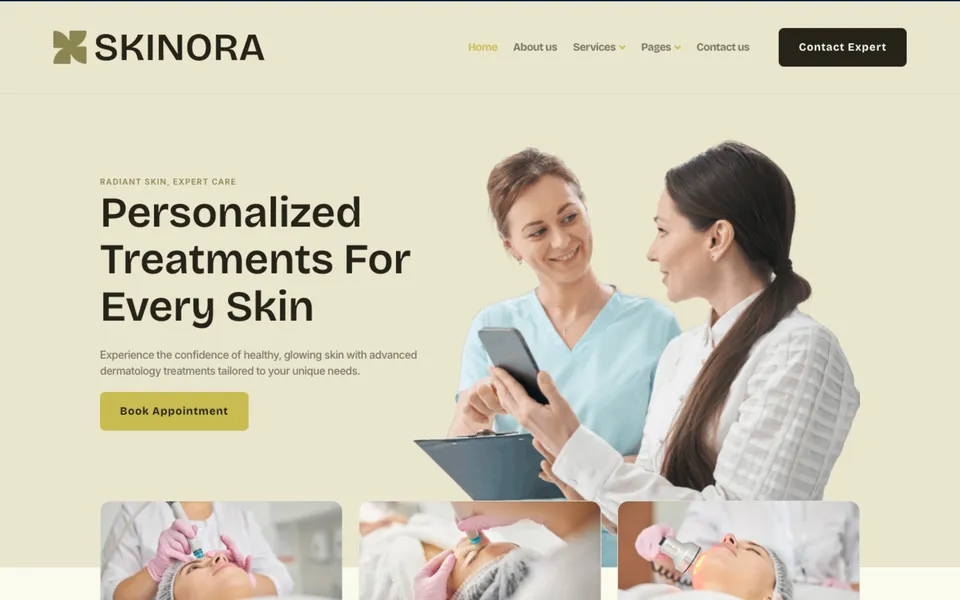 Giao diện mẫu Skinora tại 123Website