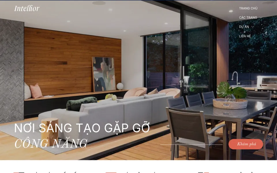 Mẫu website thiết kế nội thất Intellior trong kho 123Website