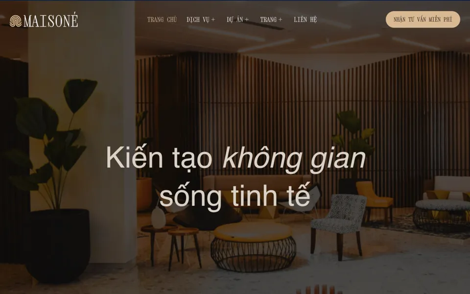 Mẫu website thiết kế nội thất Maisone trong kho 123Website