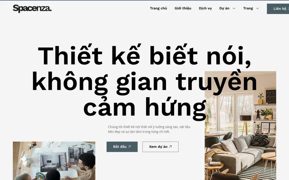 Mẫu website thiết kế nội thất Spacenza trong kho 123Website
