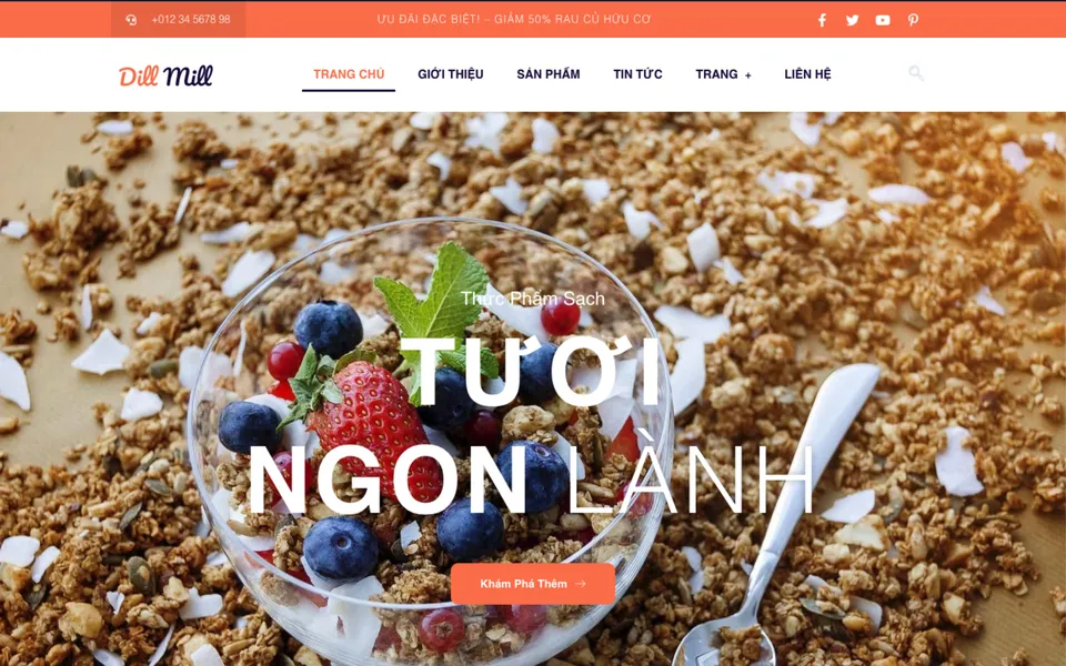 Giao diện mẫu Dillmill tại 123Website