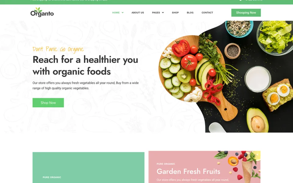 Giao diện mẫu Organto tại 123Website