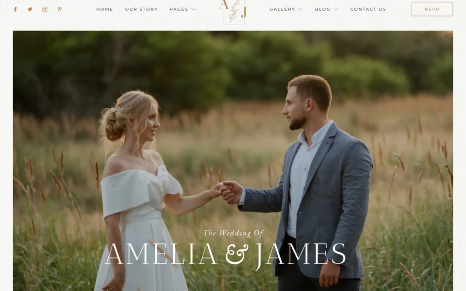 Giao diện mẫu Amelia & James tại 123Website