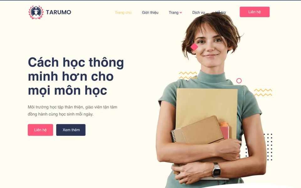 Giao diện mẫu Tarumo tại 123Website