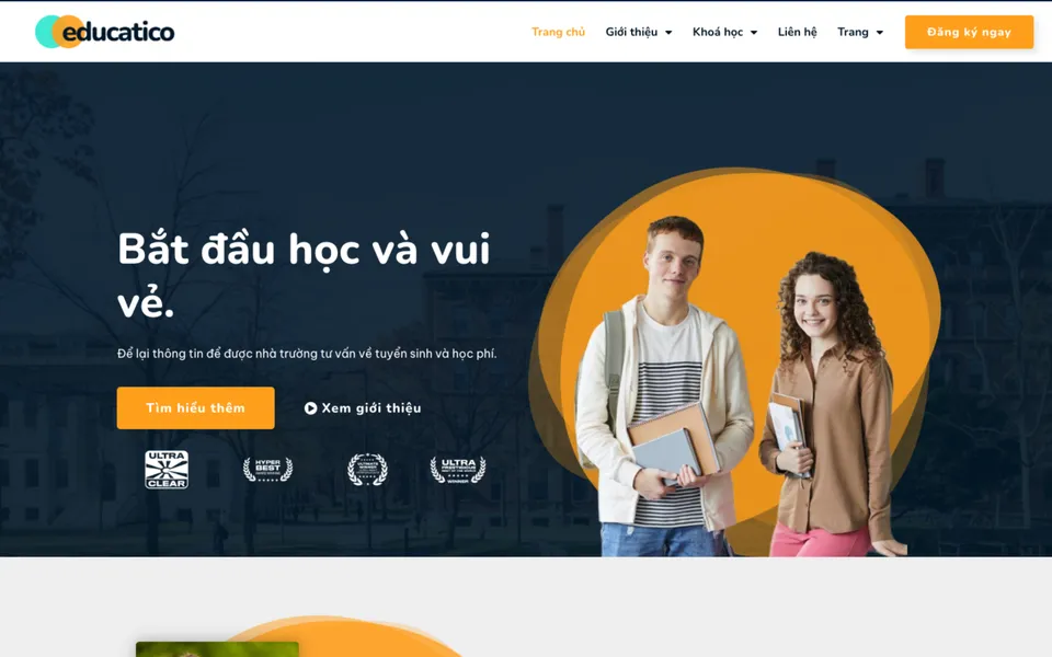 Giao diện mẫu Educatico tại 123Website