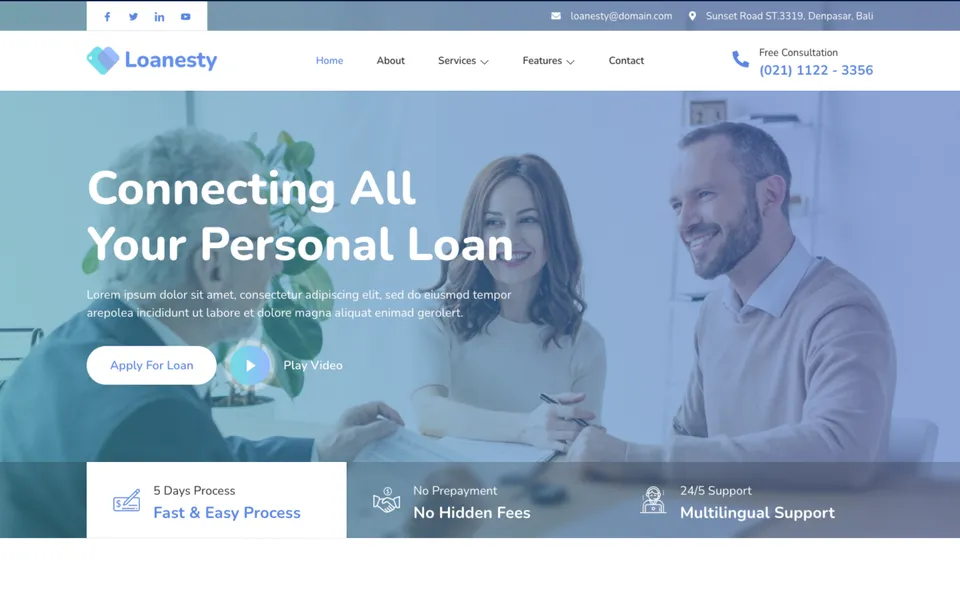 Giao diện mẫu Loanesty tại 123Website