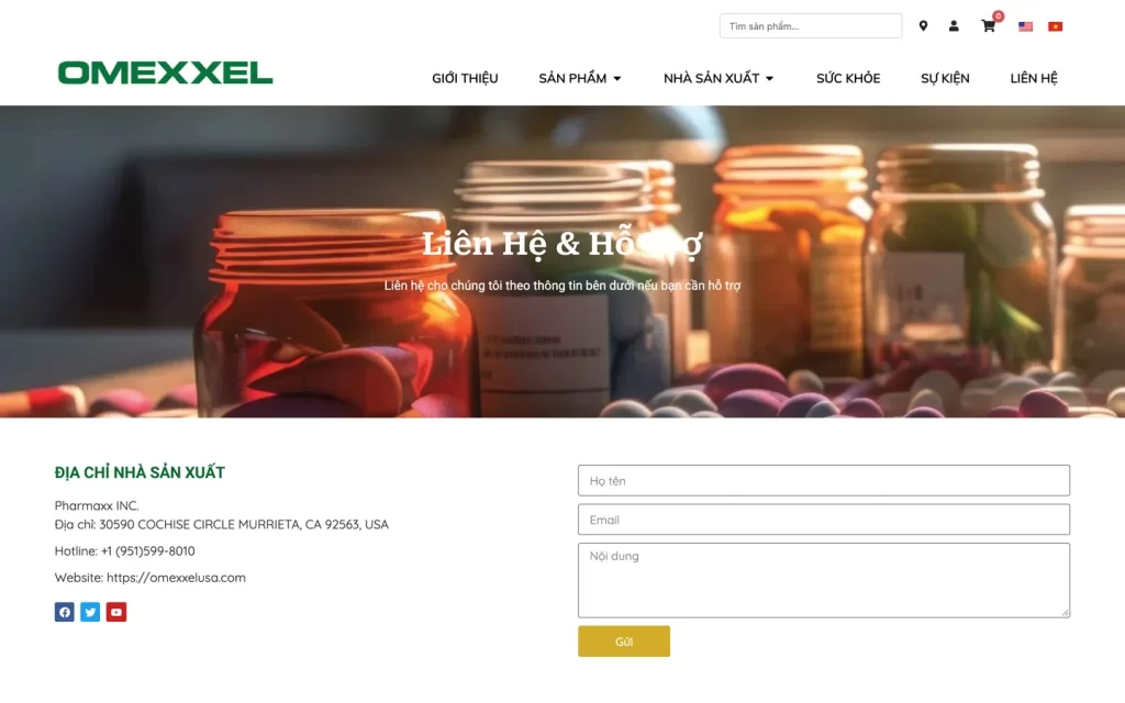 Website Omexxel - Liên hệ