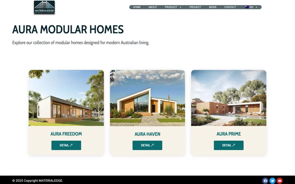 Website MaterialEdge Group - Aura Modular Homes