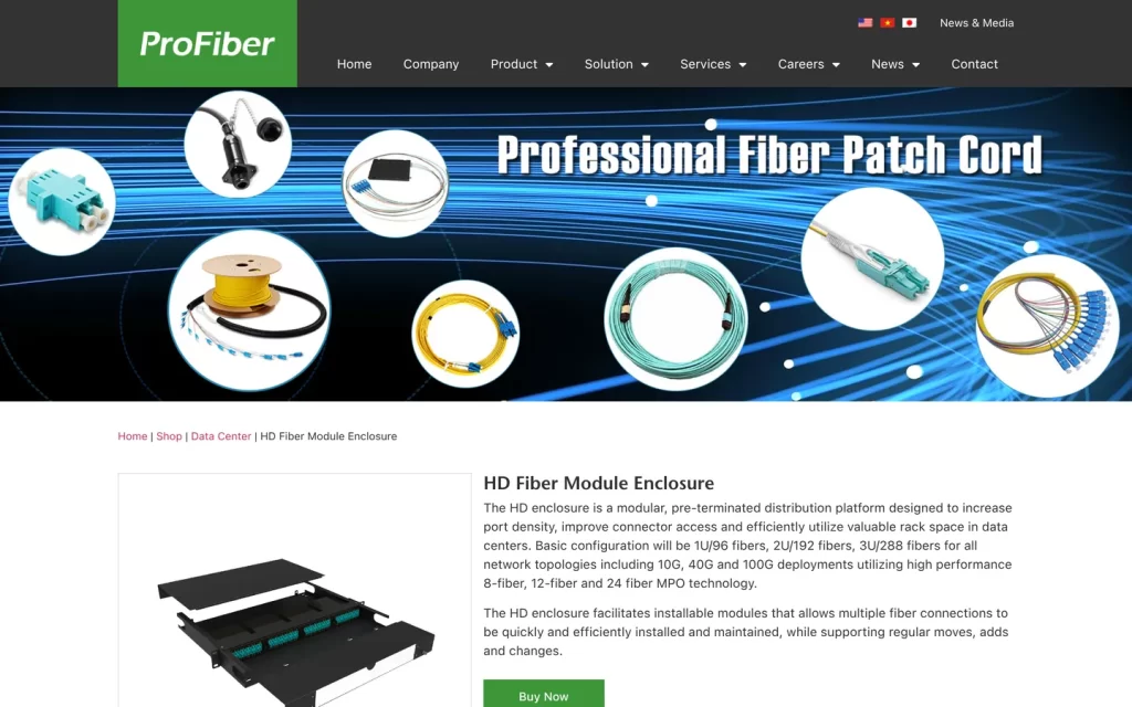 Website ProFiber Việt Nam - Trang sản phẩm