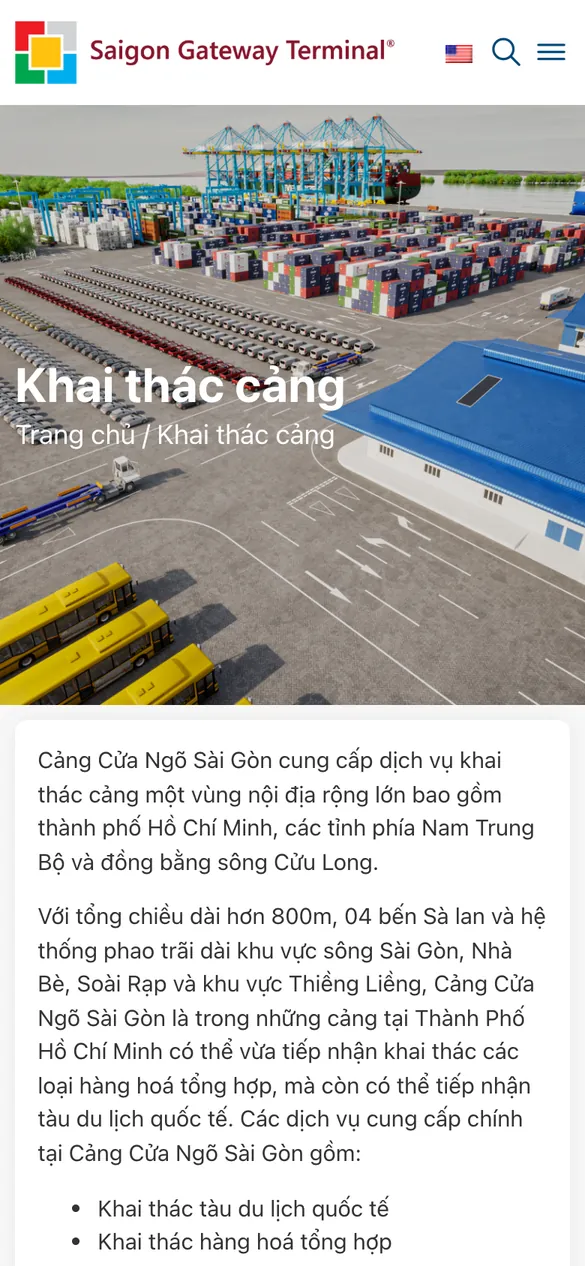 Website Cảng Cửa Ngõ Sài Gòn - Dịch vụ trên điện thoại
