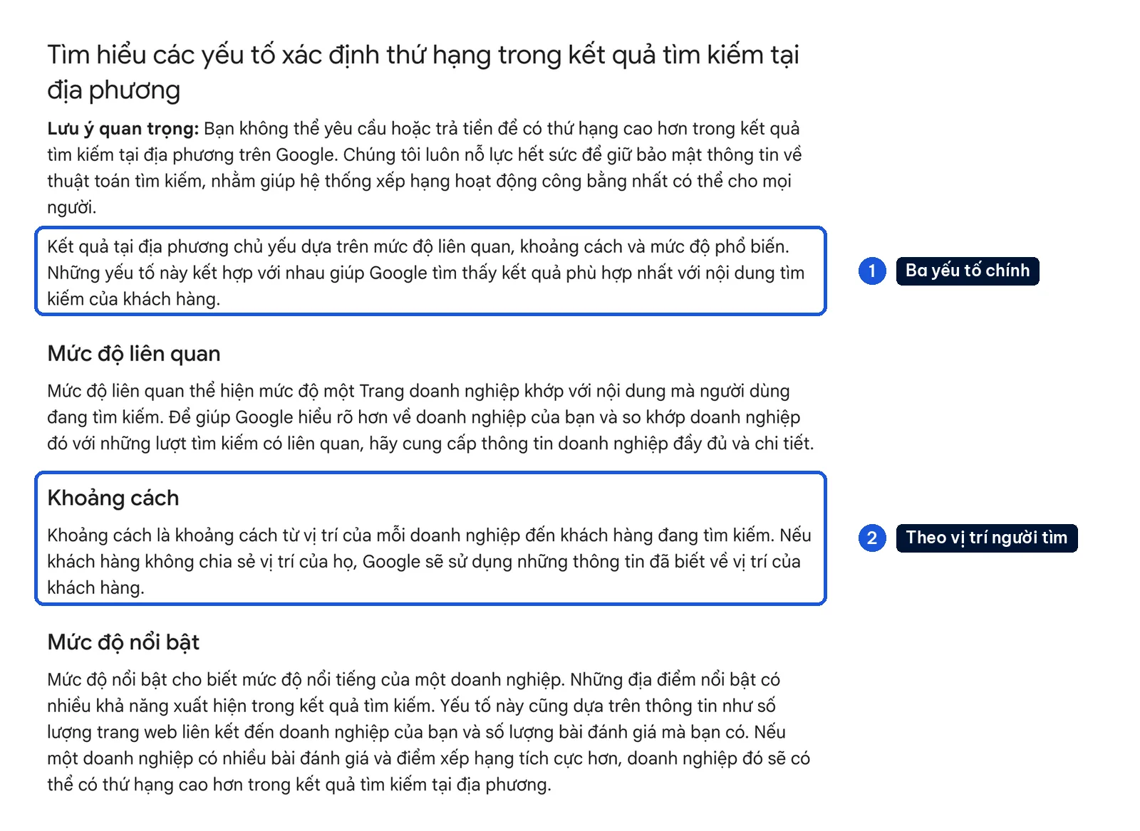 Google help page on the factors behind local search results