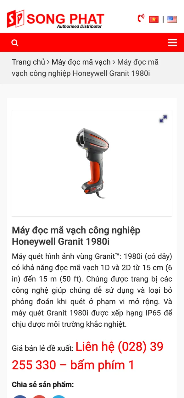 Website Song Phát - Sản phẩm trên điện thoại