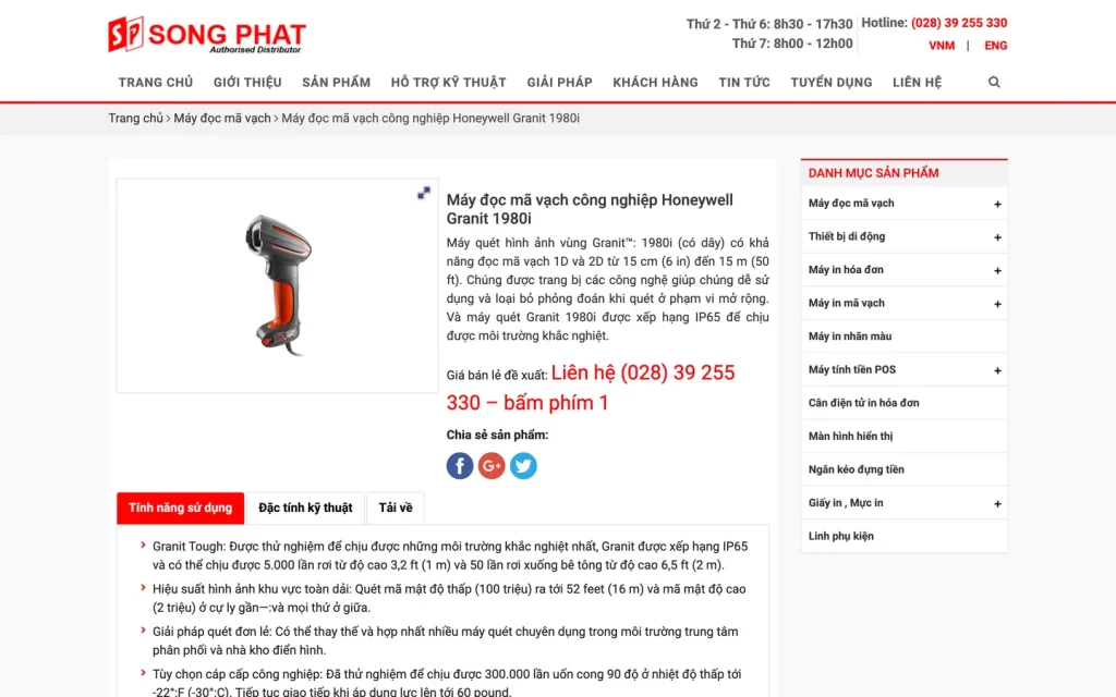 Website Song Phát - Chi tiết sản phẩm