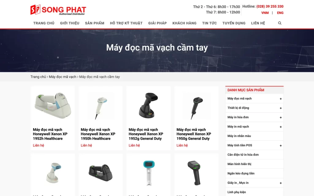 Website Song Phát - Danh mục sản phẩm