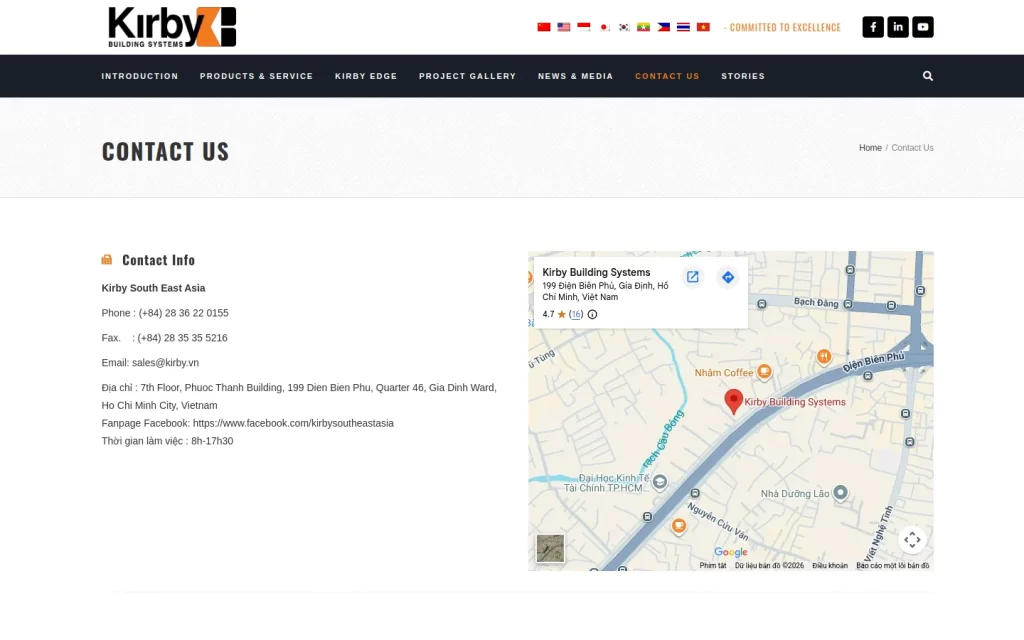 Website Kirby Đông Nam Á - Liên hệ