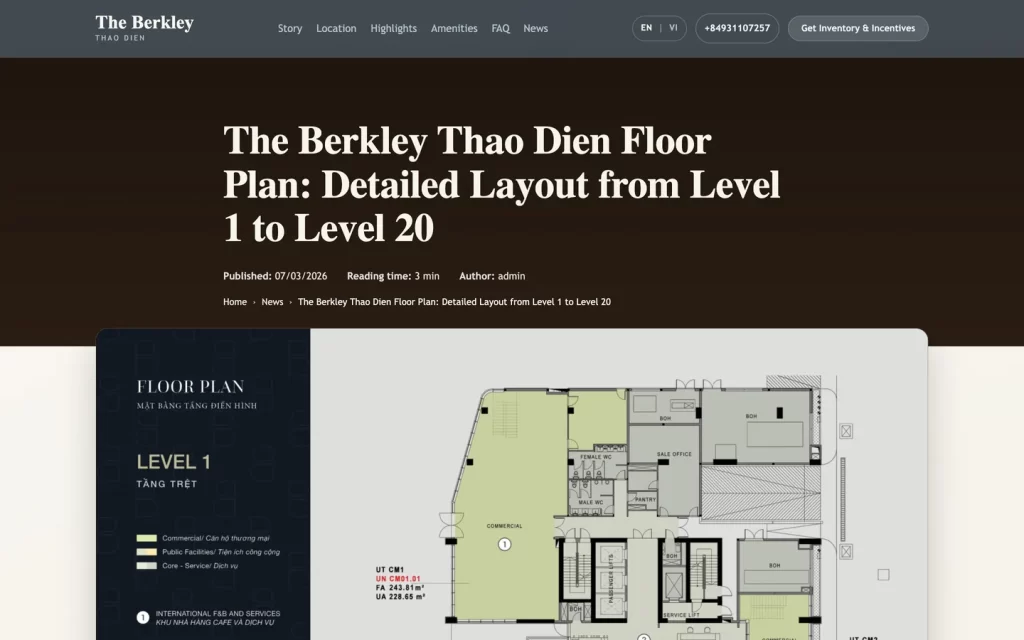 Website The Berkley Thảo Điền - Bài viết mặt bằng