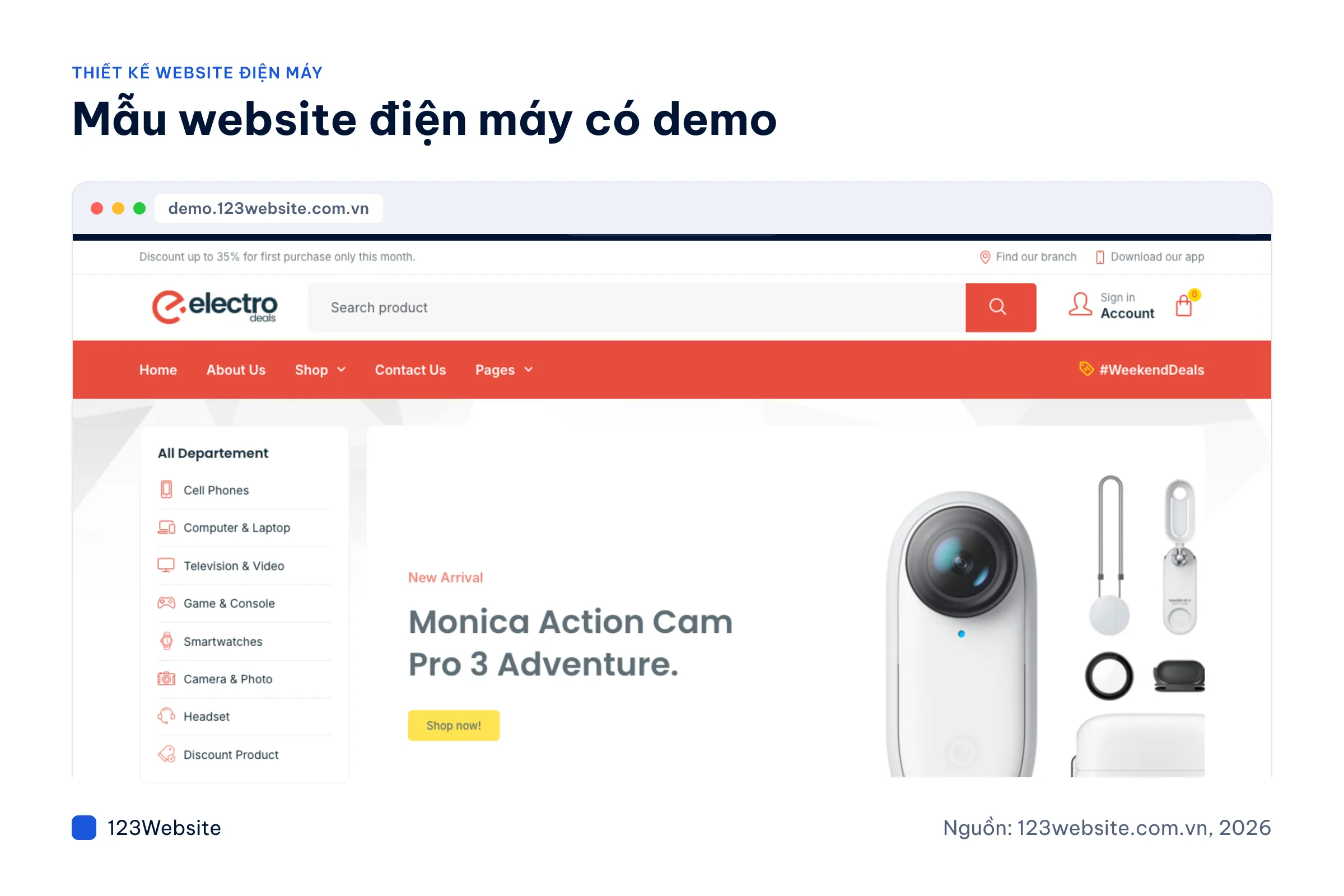 Ảnh chụp các mẫu website điện máy Electrodeals, Ecom, Electronic store, Ebbe tại 123Website