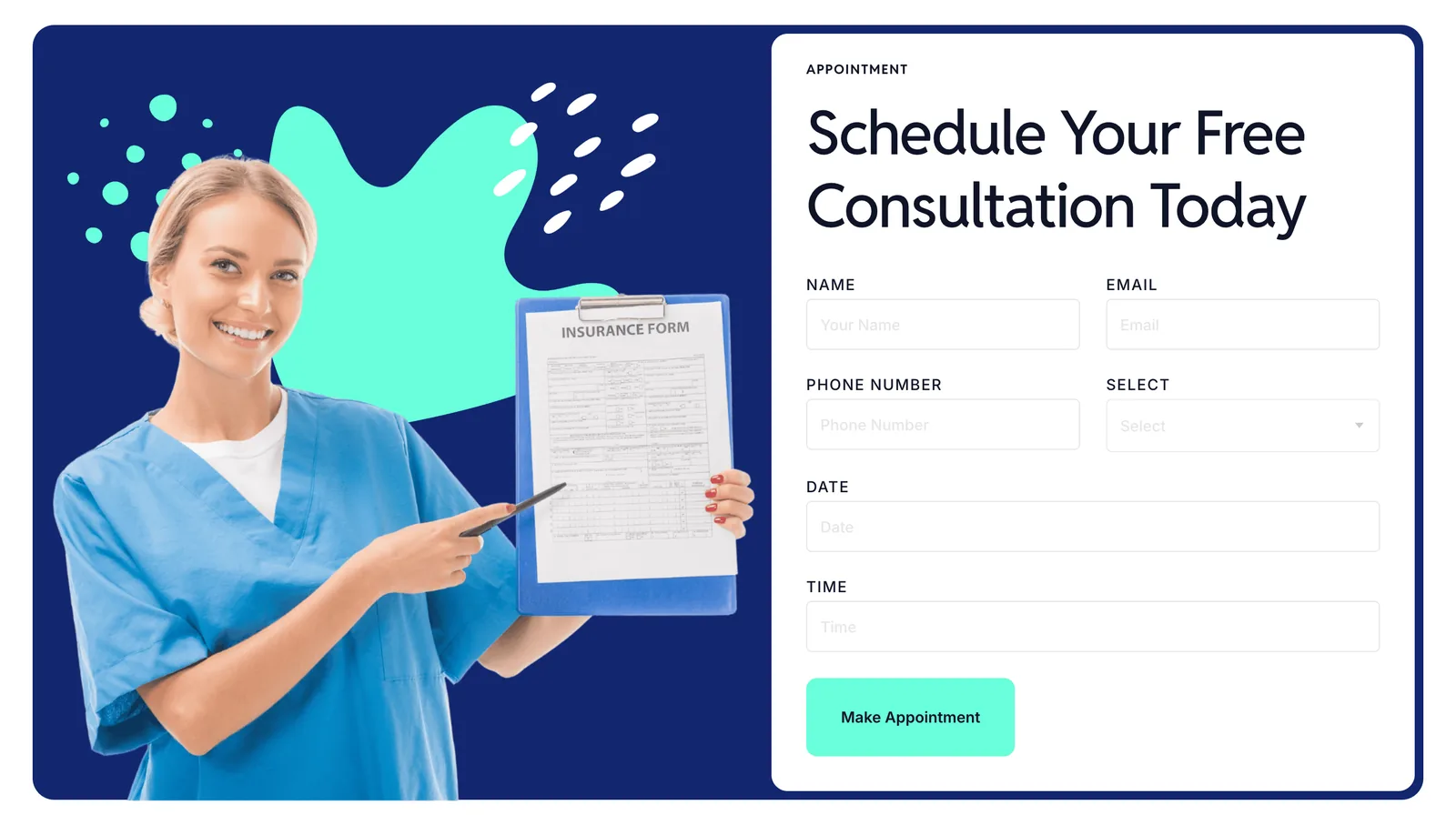 Form hẹn lịch tư vấn bảo hiểm có chọn ngày và giờ trên mẫu Herance