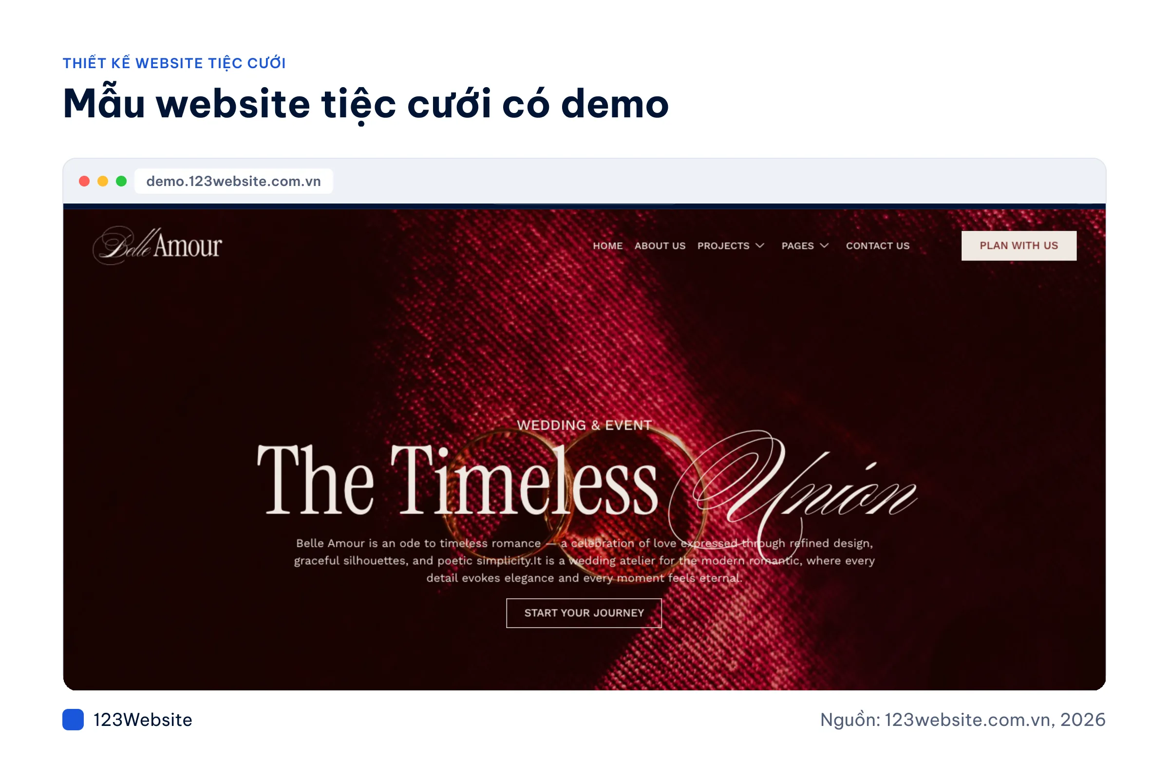 Ảnh chụp mẫu website tiệc cưới Belle Amour tại 123Website