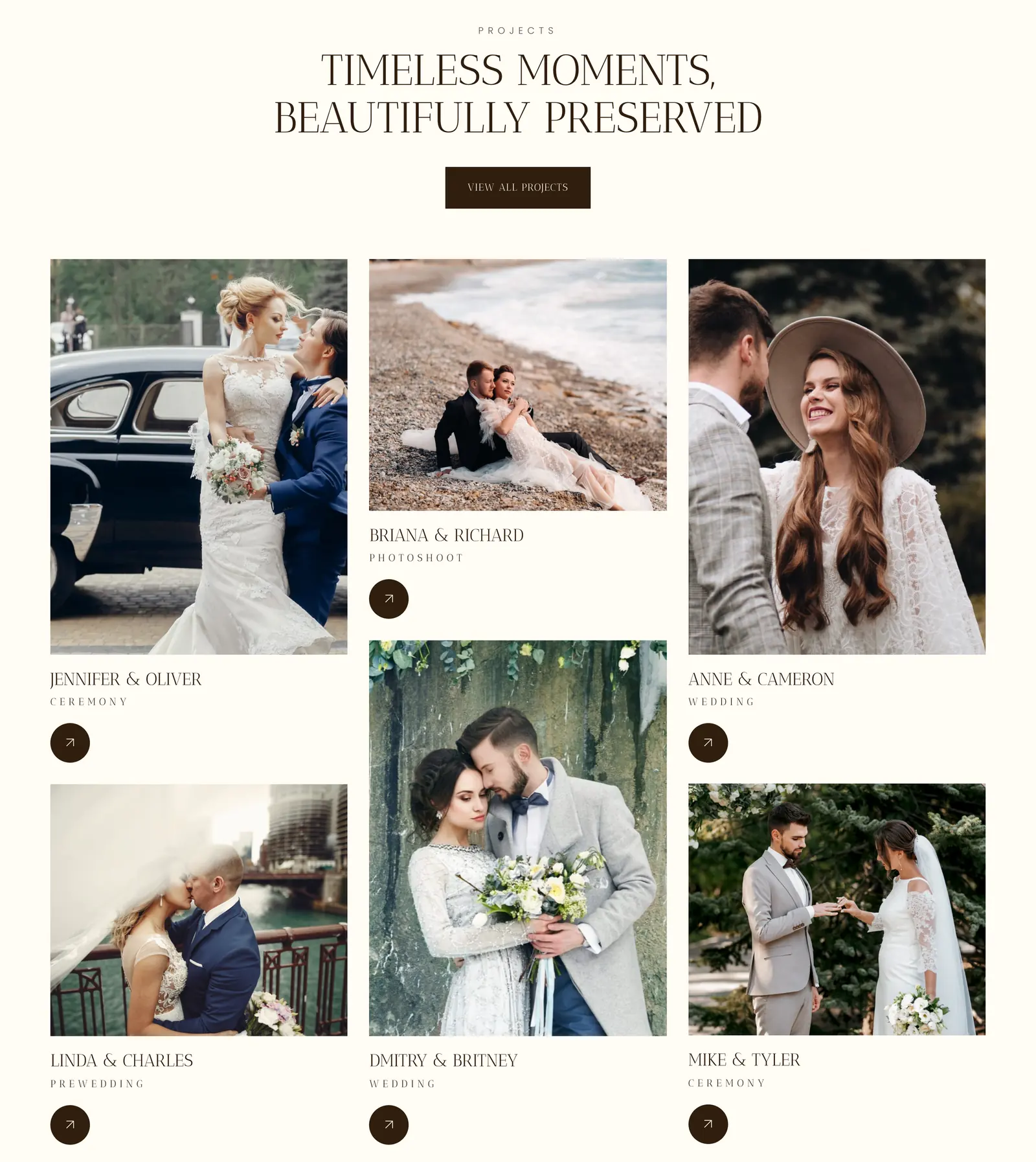 Album tiệc cưới đã tổ chức chia theo loại tiệc trên mẫu Elarisse