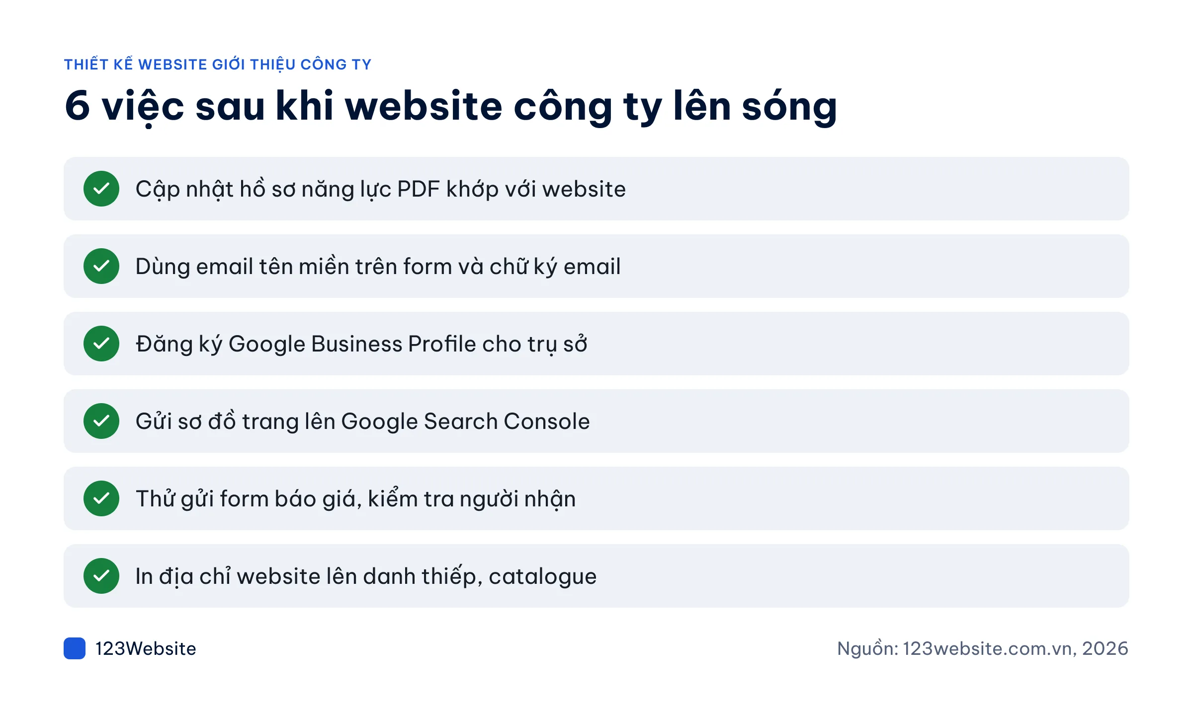 Checklist 6 việc sau khi website giới thiệu công ty lên sóng để nhận báo giá