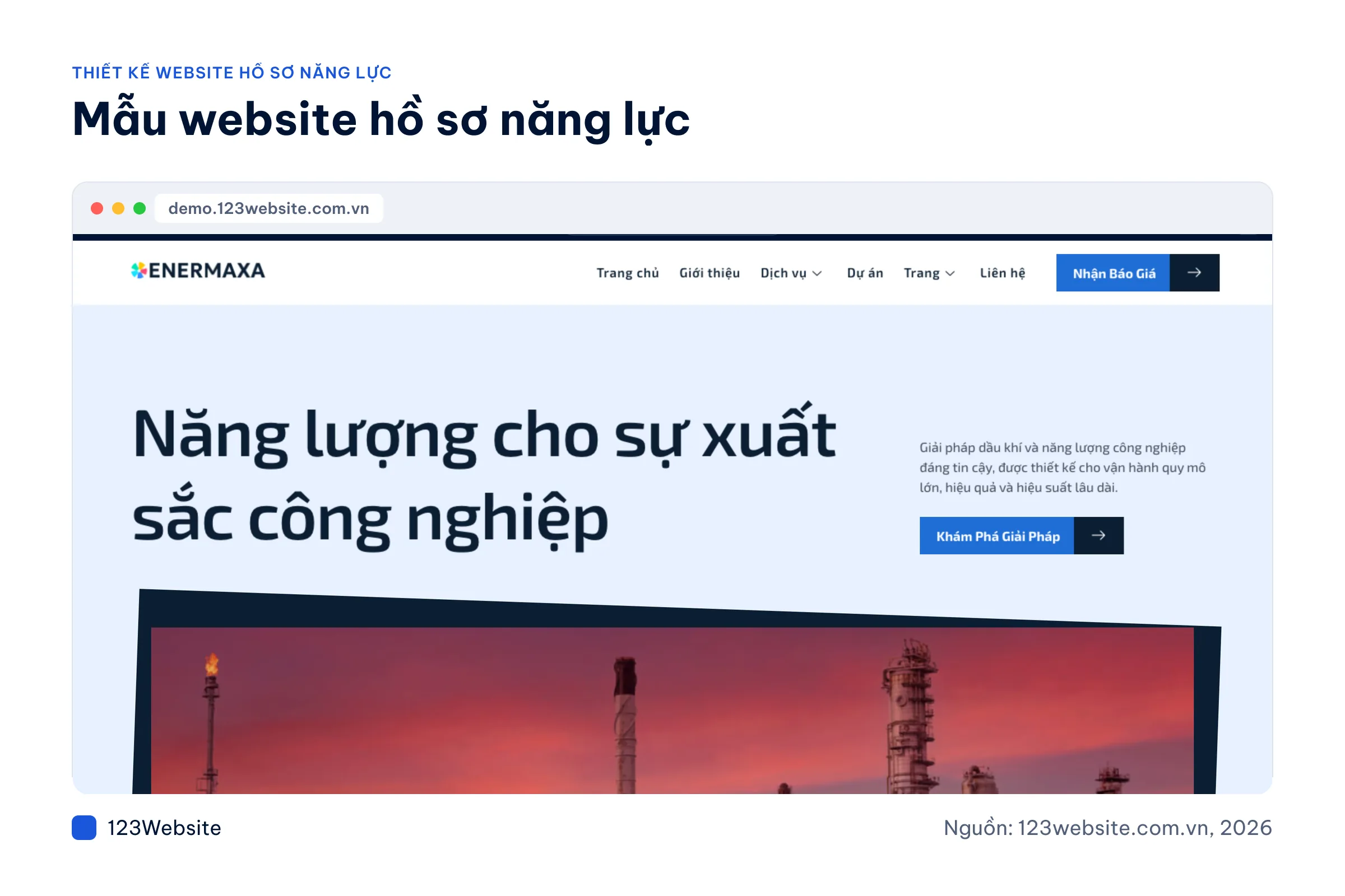 Ảnh chụp mẫu website hồ sơ năng lực Enermaxa tại 123Website