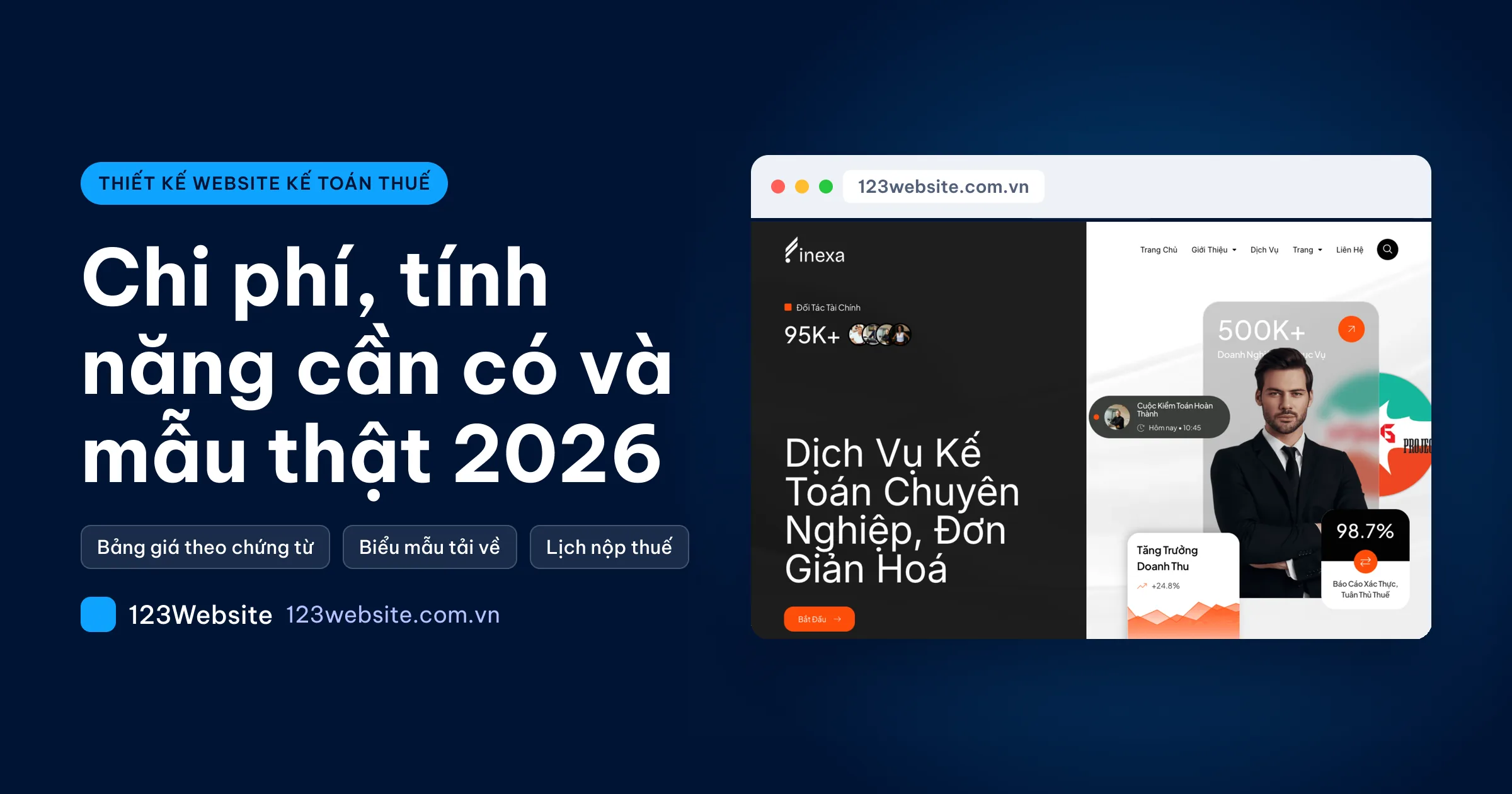 Thiết kế website kế toán thuế: bảng phí, người phụ trách