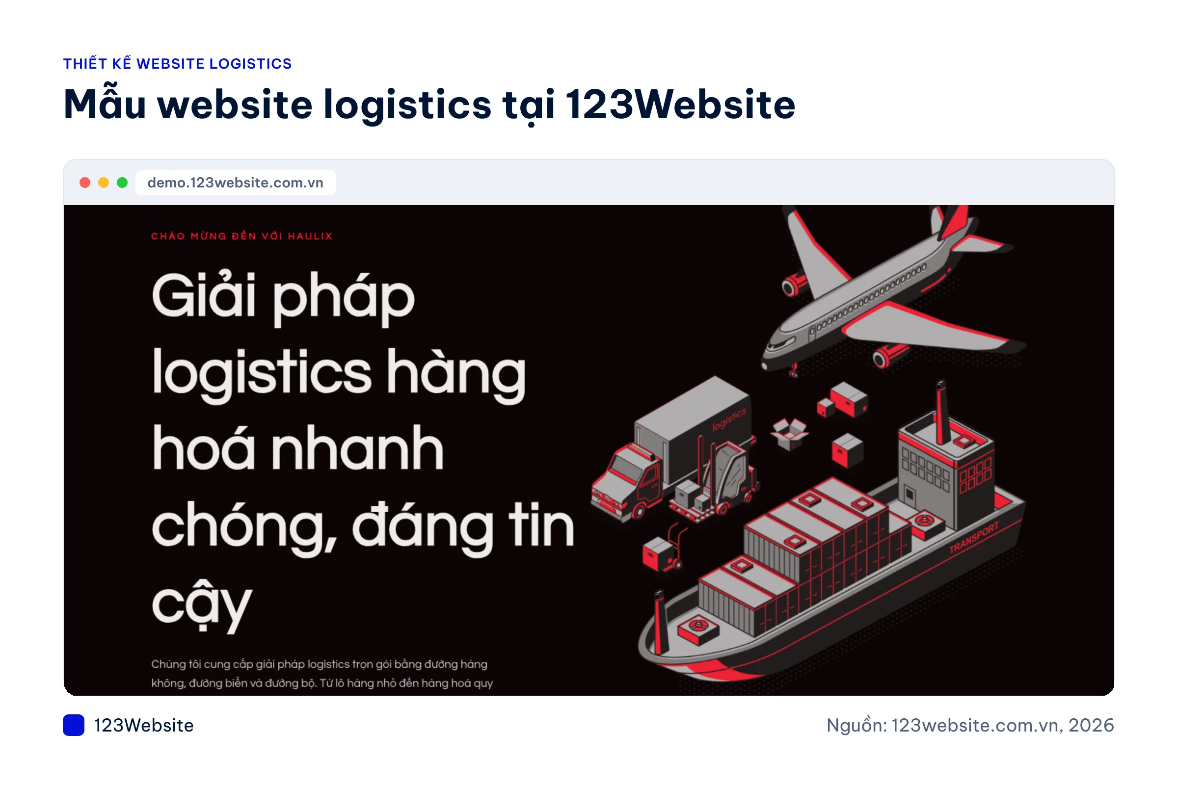 Ảnh chụp các mẫu website logistics xuất nhập khẩu tại 123Website