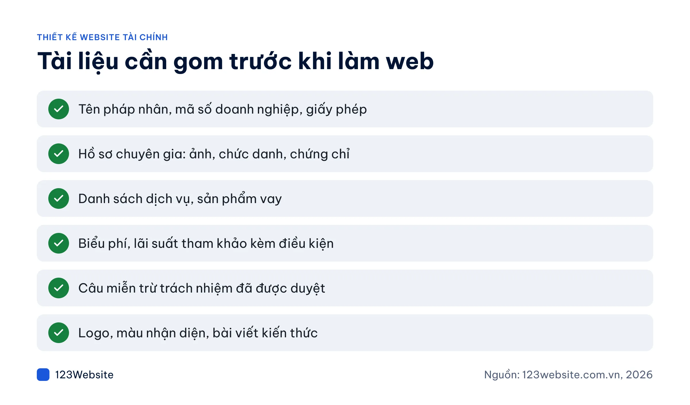 Checklist tài liệu công ty tài chính cần chuẩn bị trước khi làm website