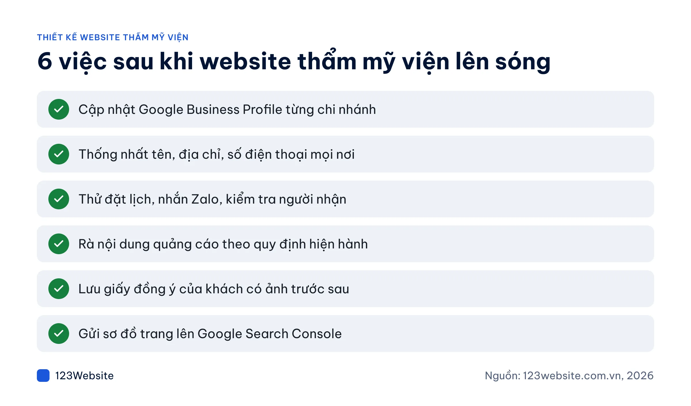 Checklist 6 việc sau khi website thẩm mỹ viện lên sóng để nhận lịch hẹn