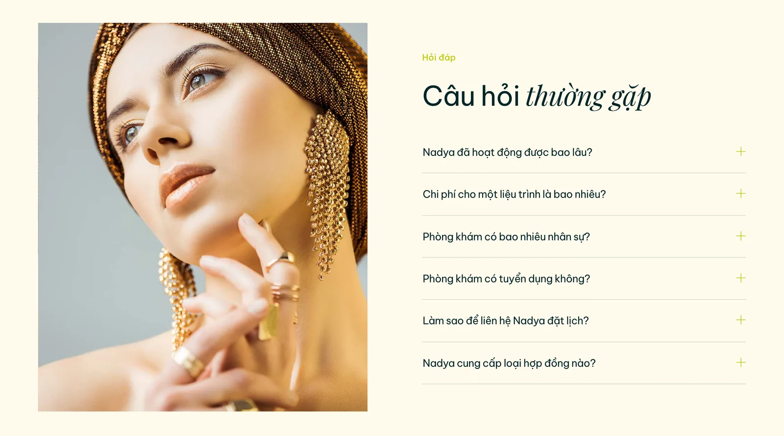 Khối câu hỏi thường gặp trên mẫu thẩm mỹ da liễu Nadya