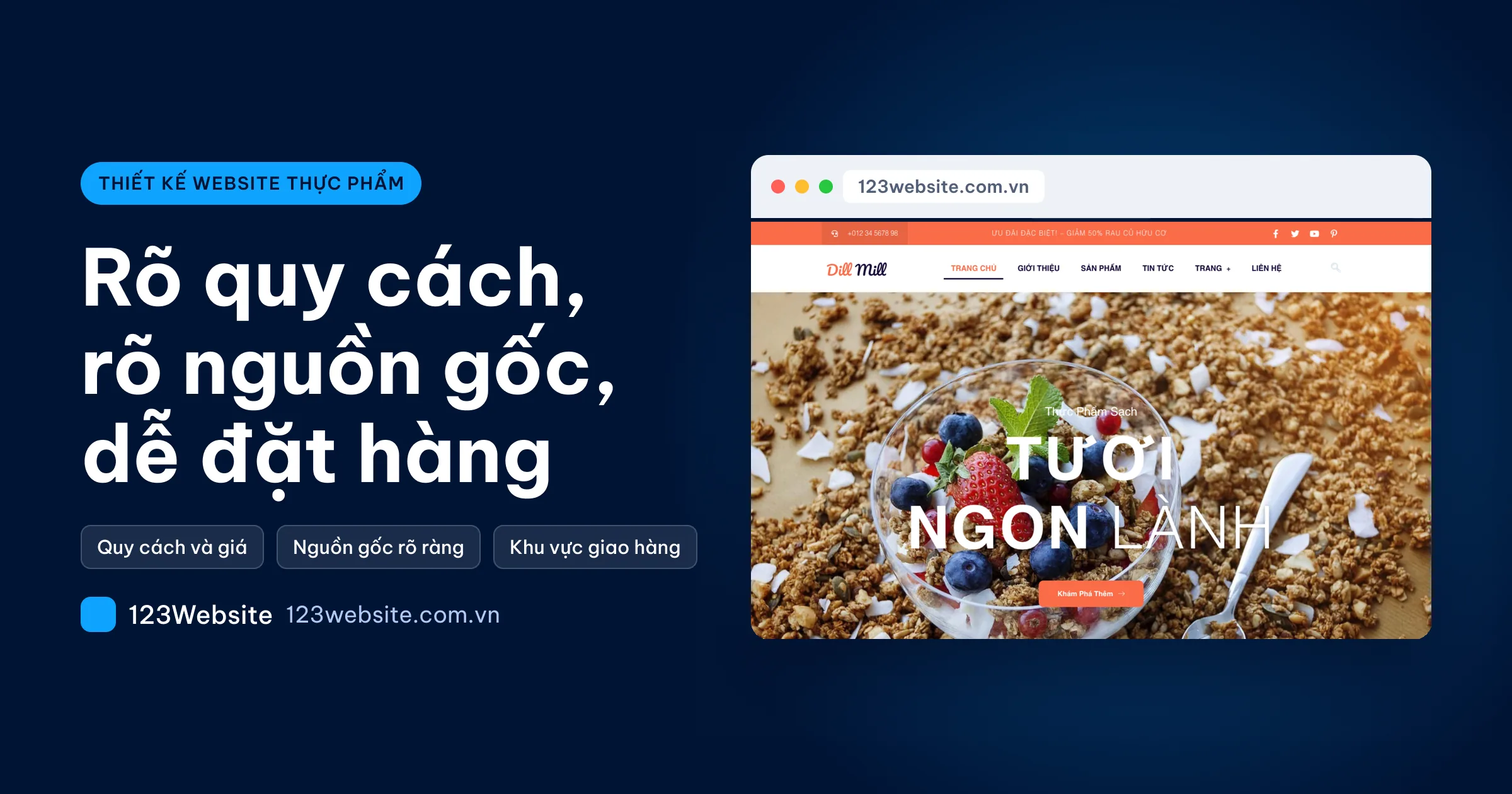 Thiết kế website thực phẩm: quy cách, nguồn gốc, giao hàng