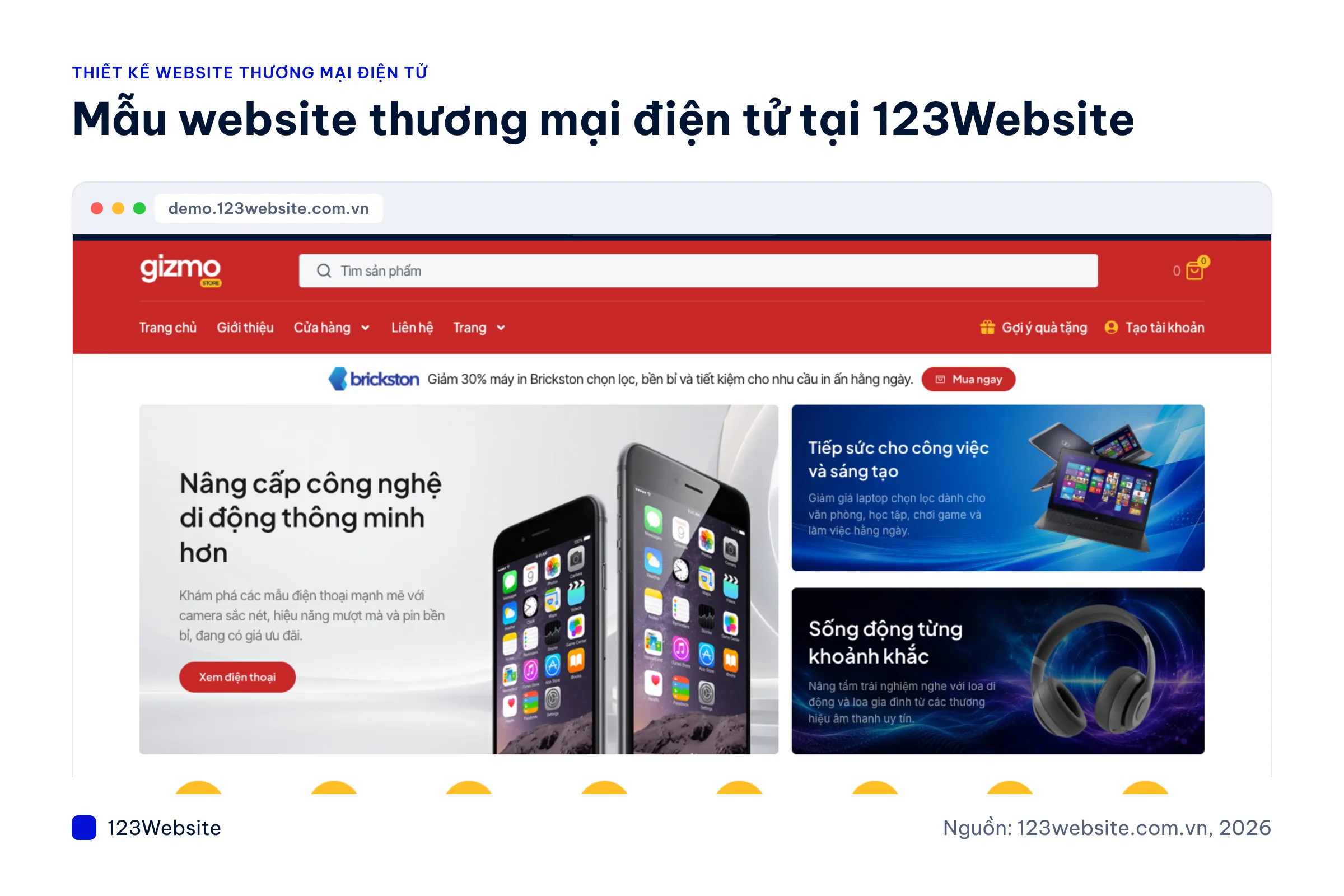 Ảnh chụp mẫu website thương mại điện tử GizmoStore, Ciseco, AudioPlus, Vegetta, Fragrea, Zonatime