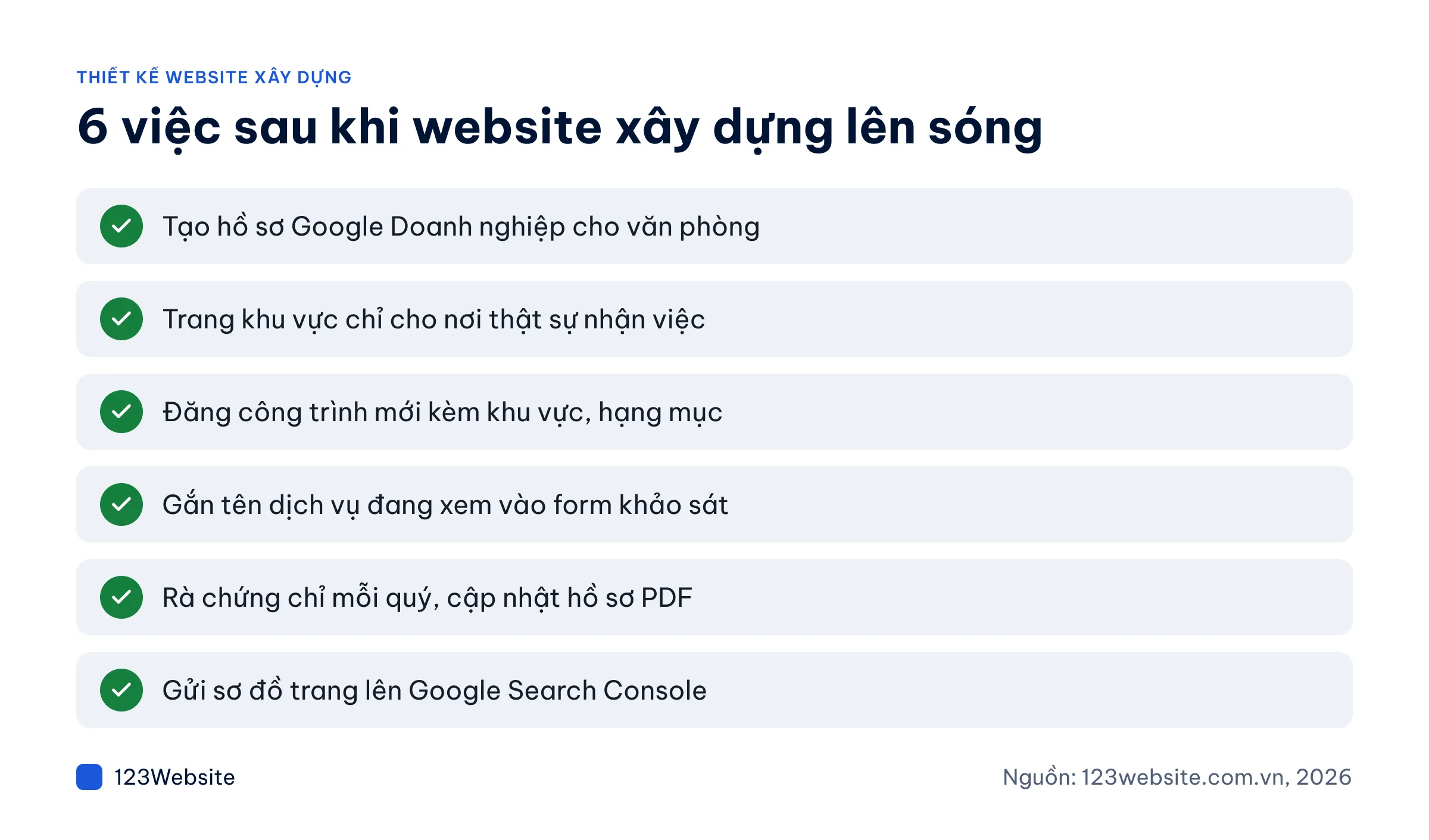 Checklist 6 việc sau khi website xây dựng lên sóng để nhận yêu cầu khảo sát