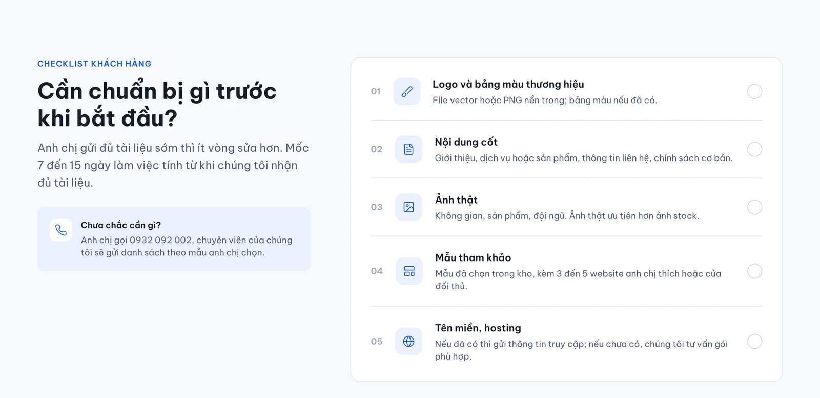 Danh sách tài liệu khách hàng cần chuẩn bị trước khi làm website tại 123Website