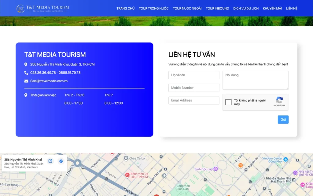 Website T&T Media Tourism - Liên hệ tư vấn