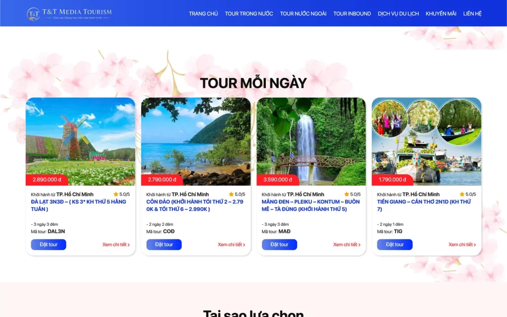 Website T&T Media Tourism - Trang chủ