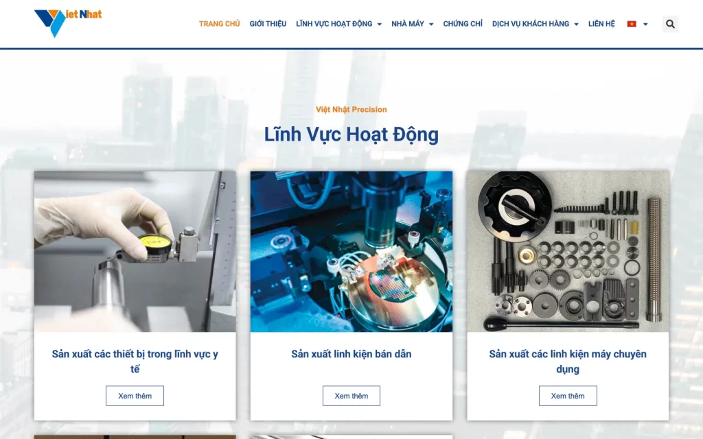 Website Việt Nhật Precision - Trang chủ