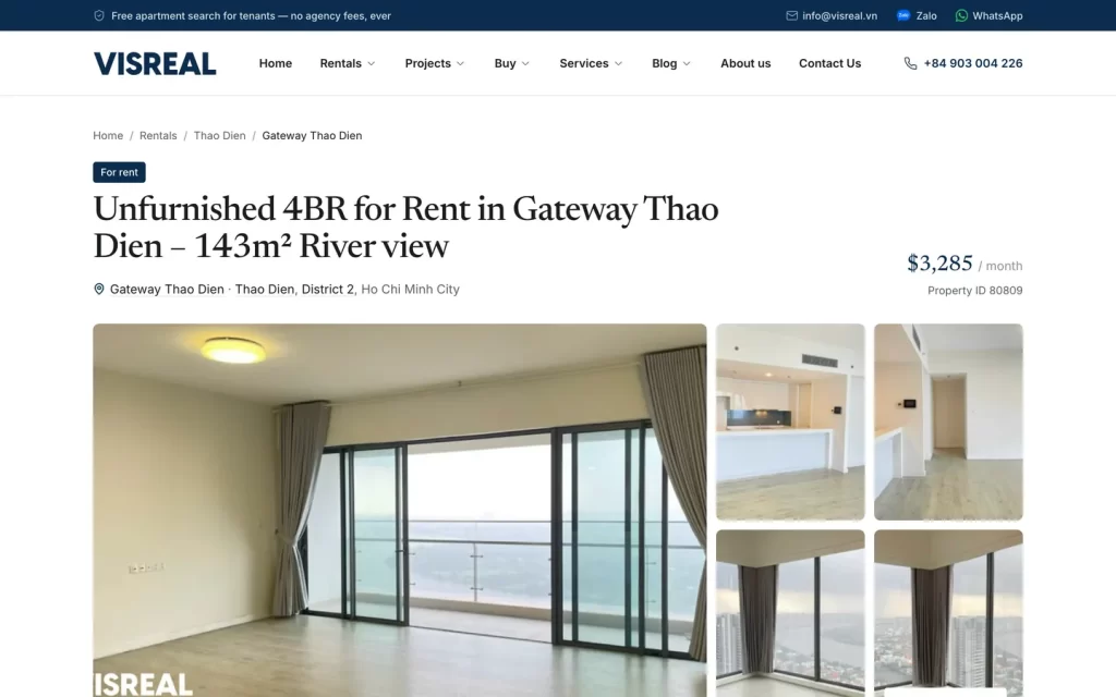 Website Visreal - Chi tiết căn hộ