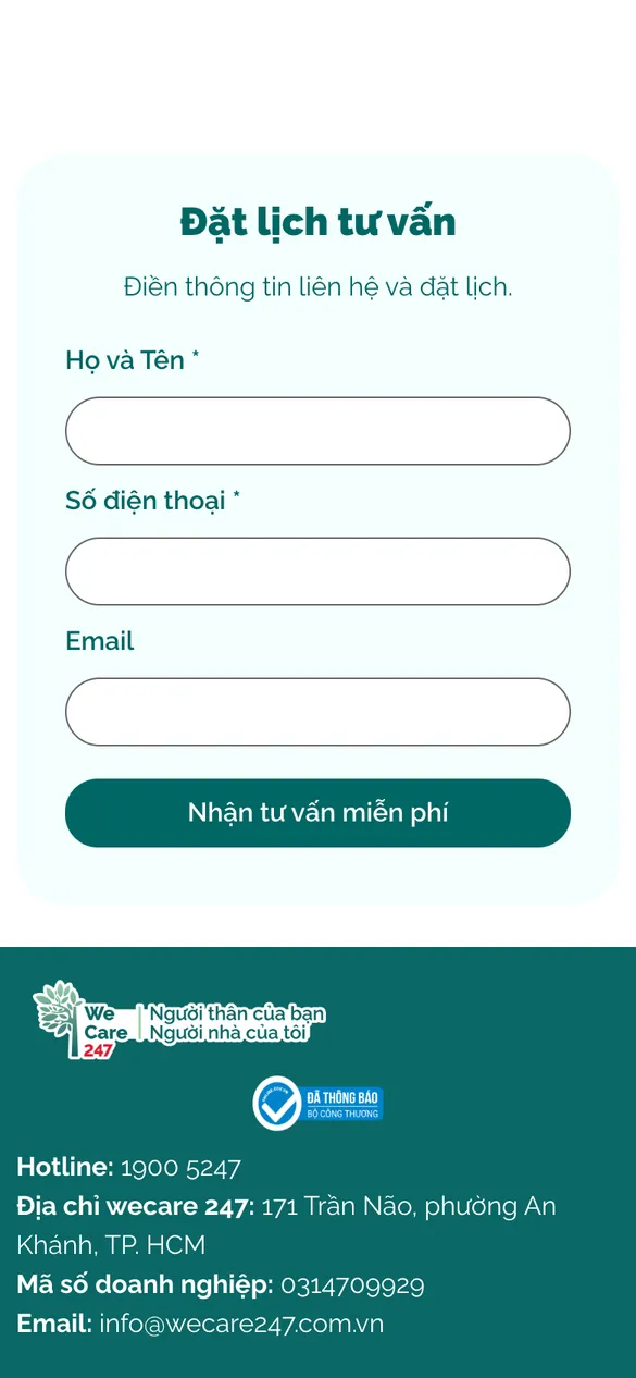 Website WeCare 247 - Đặt lịch trên điện thoại