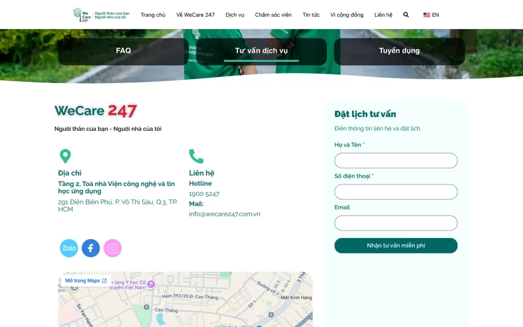 Website WeCare 247 - Tư vấn dịch vụ