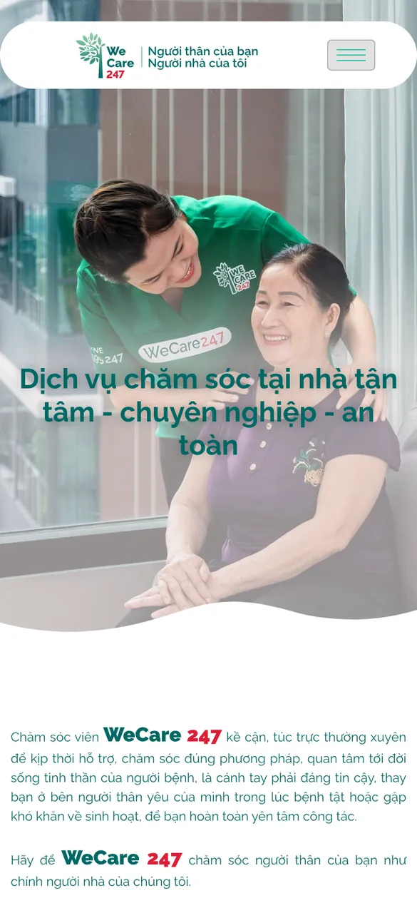 Website WeCare 247 - Dịch vụ trên điện thoại